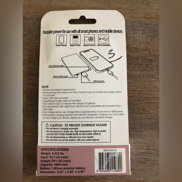 Power Bank 3600mAh Ultra Thin Rechargeable | NEW - Picture 2 of 2